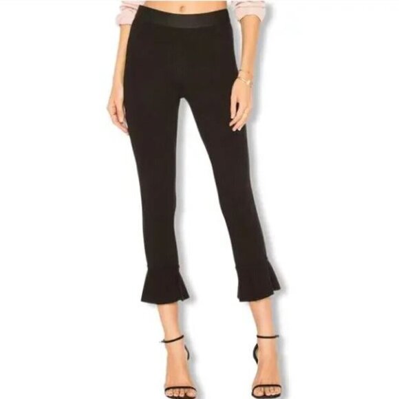 Bailey 44 Passion Ruffle Hem Cropped Pull On Black Wash Pants - Size Medium - Picture 1 of 9